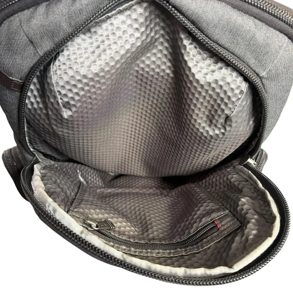 Tumi Gray Nylon Laptop Backpack Men One Size Multi Pocket Travel Bag Daypack